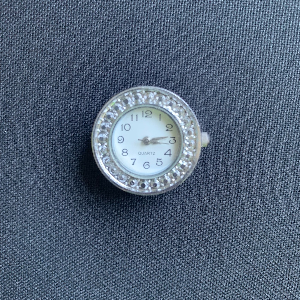 Silver Watch Face with Rhinestones